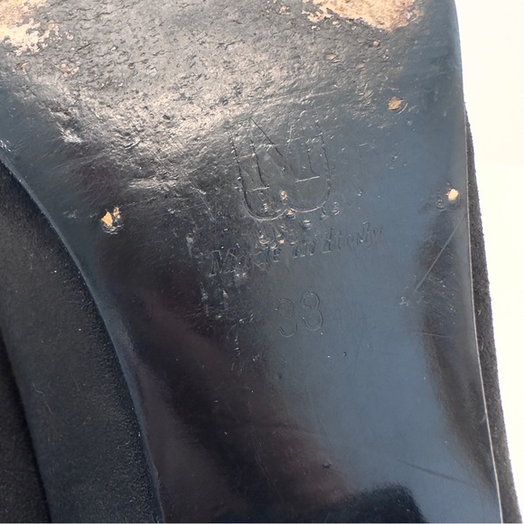 Bruno Magli Women’s Black Suede Loafers with Gold Buckle – Made in Italy - Picture 6 of 7